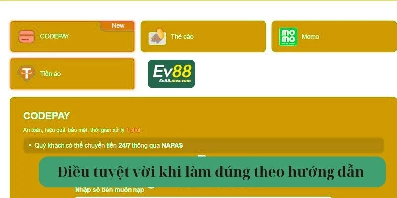 Nạp Tiền EV88 - Chìa Khóa Mở Cánh Cổng Giải Trí Bất Tận Điều tuyệt vời bạn sẽ nhận được khi nạp tiền EV88 đúng bước.